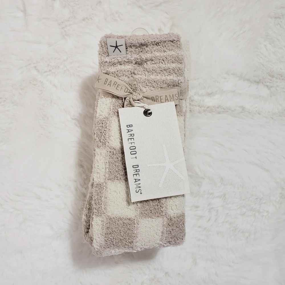 Barefoot Dreams Socks Stone Multi CozyChic Checks & Stripes Cottagecore Winter